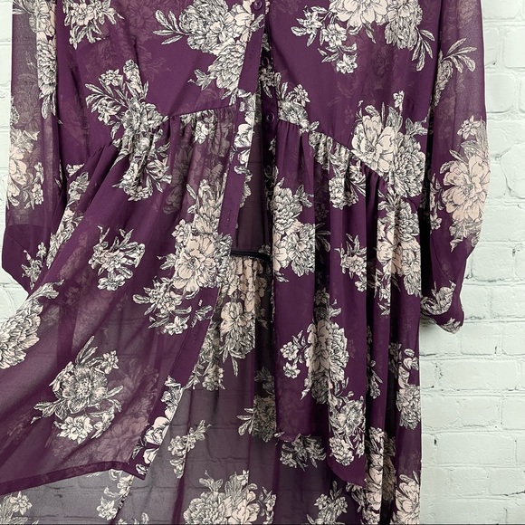TORRID Purple Floral Chiffon Hi Lo Tunic Top size 00 - Picture 7 of 9